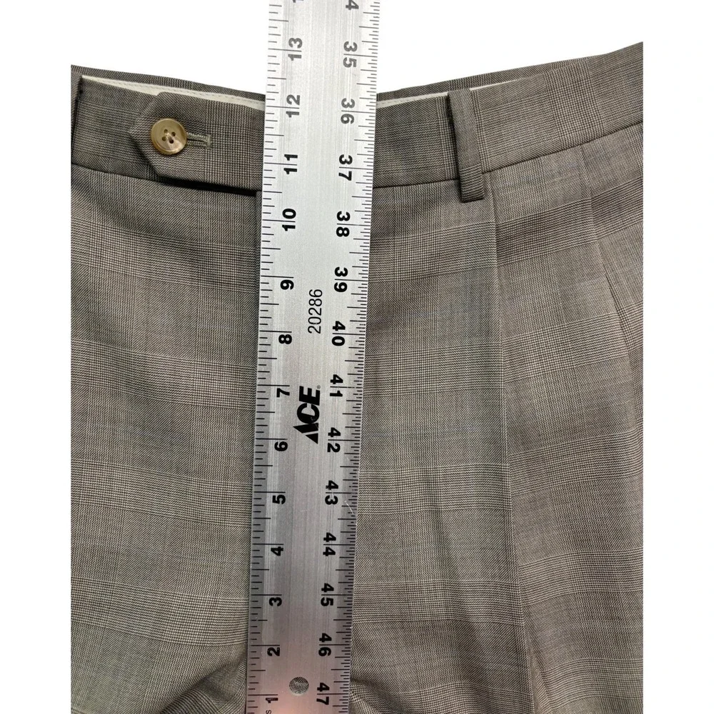 Ralph Lauren 40R 34x30 Taupe Glen Plaid 2pc Pant Suit Wool Pleated Cuffed